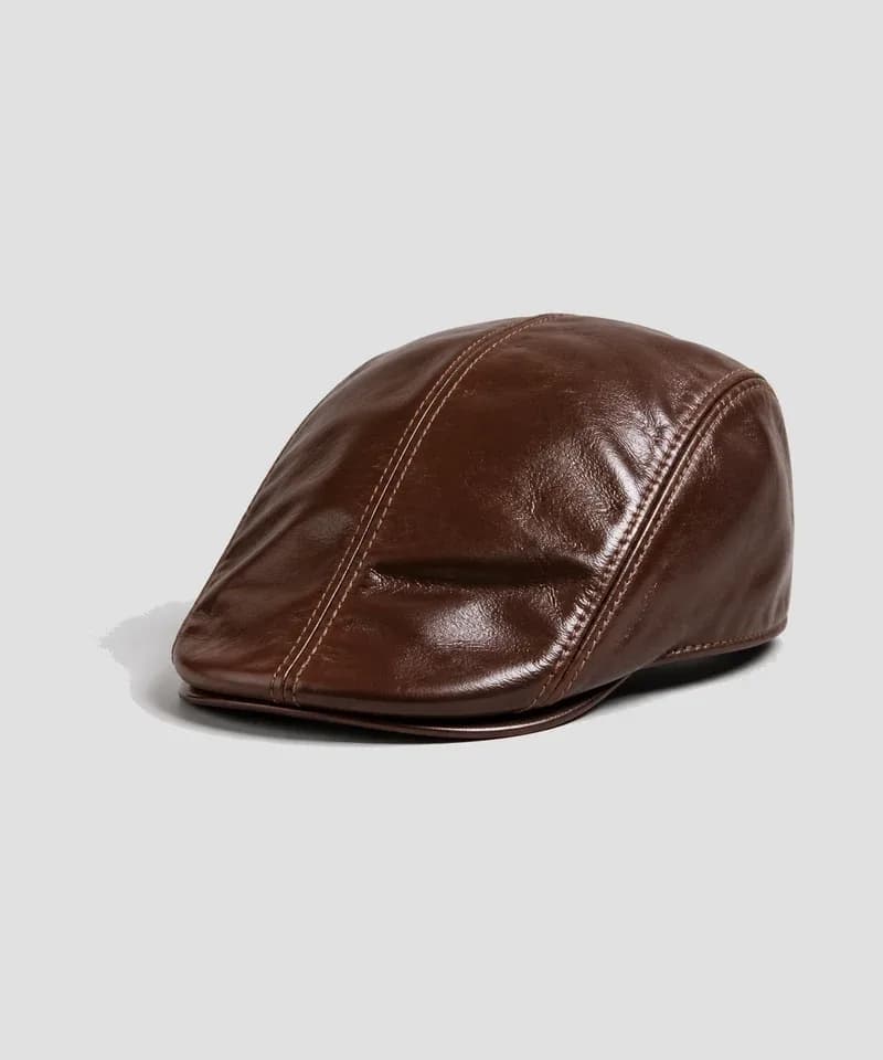 Boina de cuero marrón chocolate — Boinas