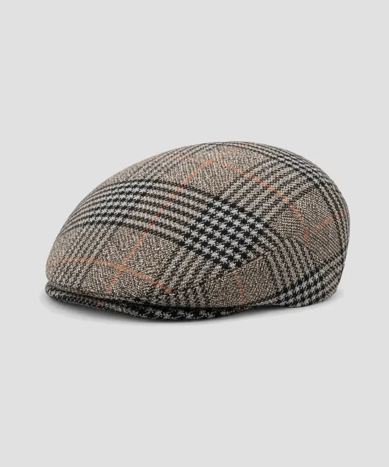 Boina plana Glen plaid naranja — Boinas