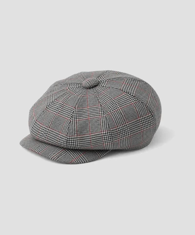 Boina newsboy Glen plaid gris y rojo — Boinas