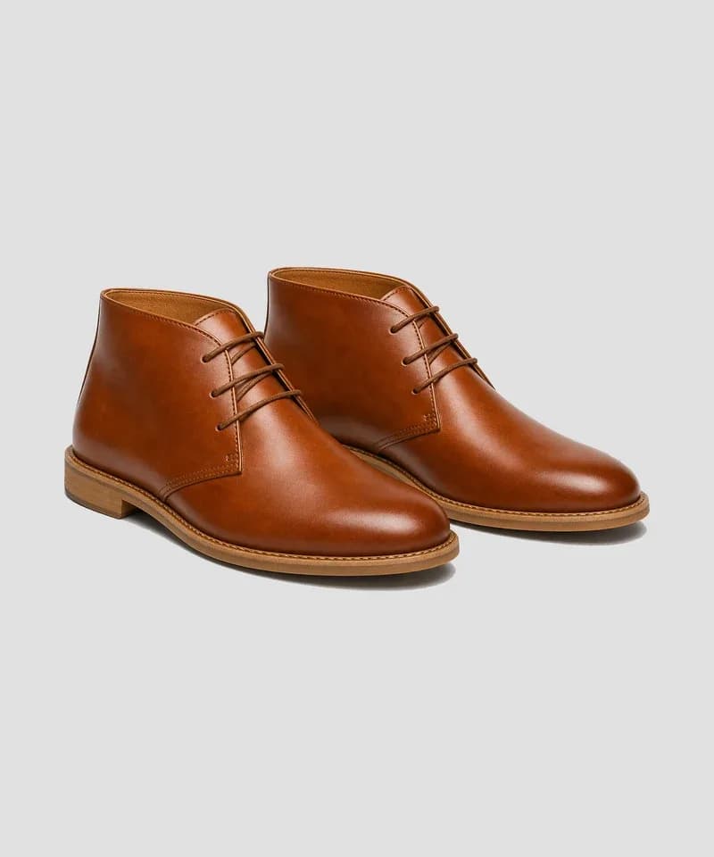 Bota chukka de cuero cognac — Calzado