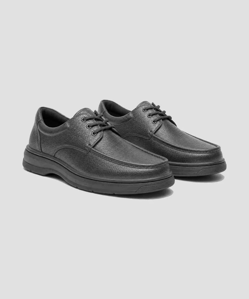Zapato confort gris antracita de cuero graneado — Calzado