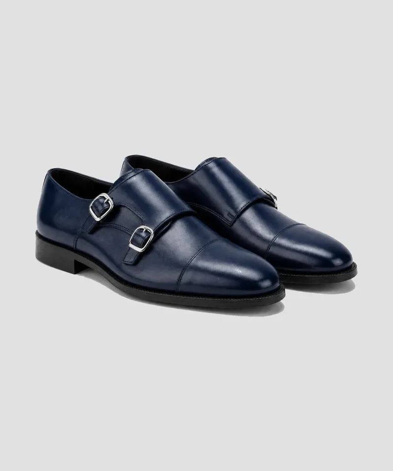 Double monk strap azul marino — Calzado