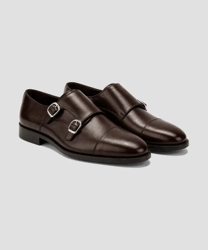 Double monk strap marrón chocolate — Calzado