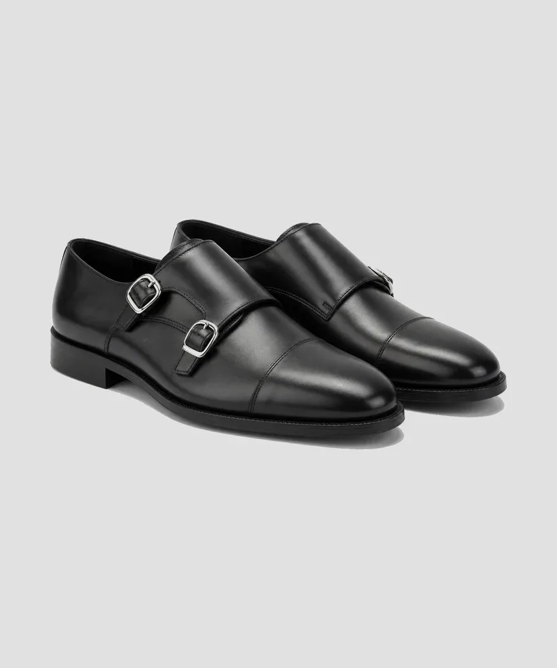 Double monk strap negro — Calzado