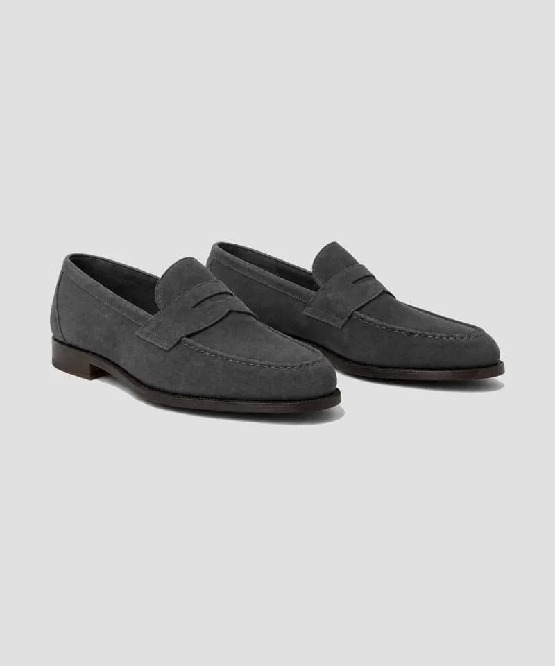 Mocasín penny de gamuza gris marengo — Calzado