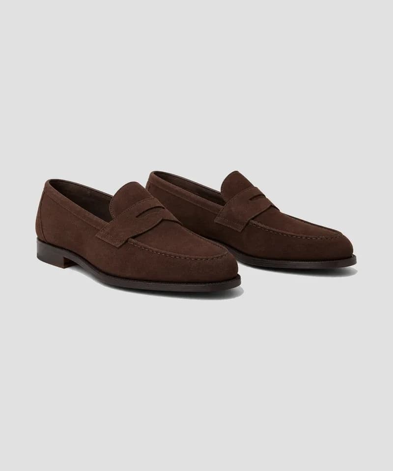 Mocasín penny de gamuza marrón chocolate — Calzado
