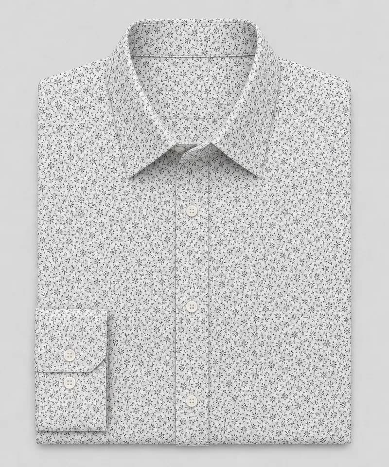 Camisa blanca con microestampado floral Venecia (flores azul marino) — Camisas