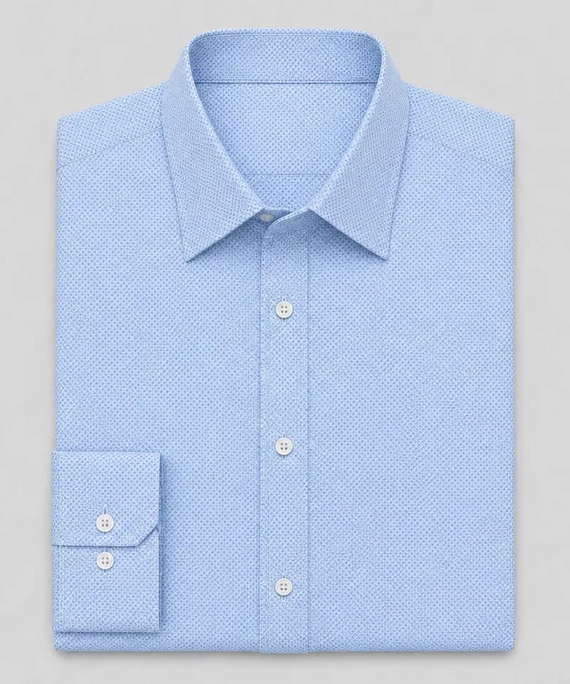 Camisa celeste con microestampado Venecia (variante alt) — Camisas