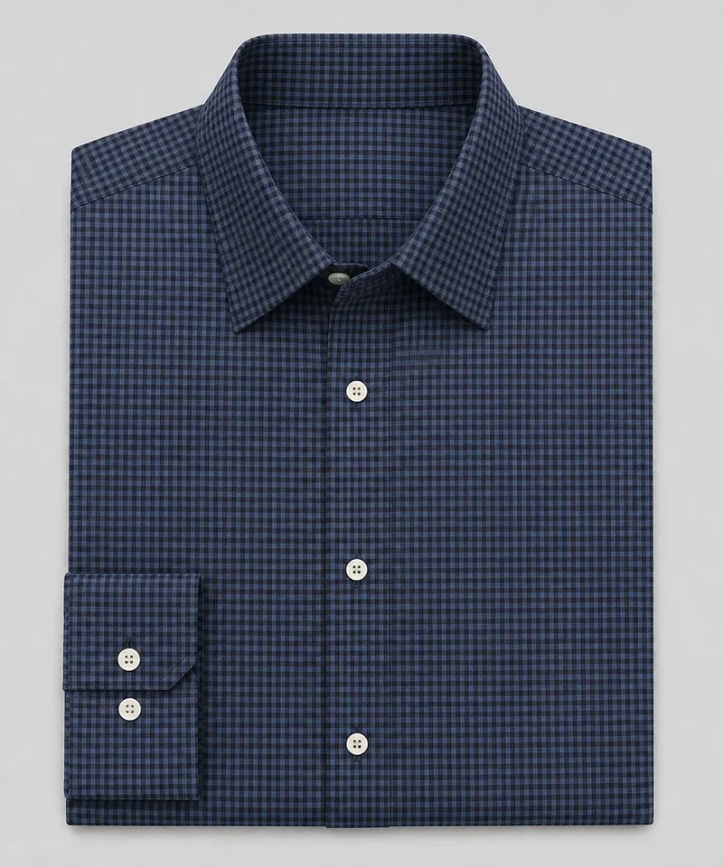 Camisa de microcuadros azul marino y negro Venecia — Camisas