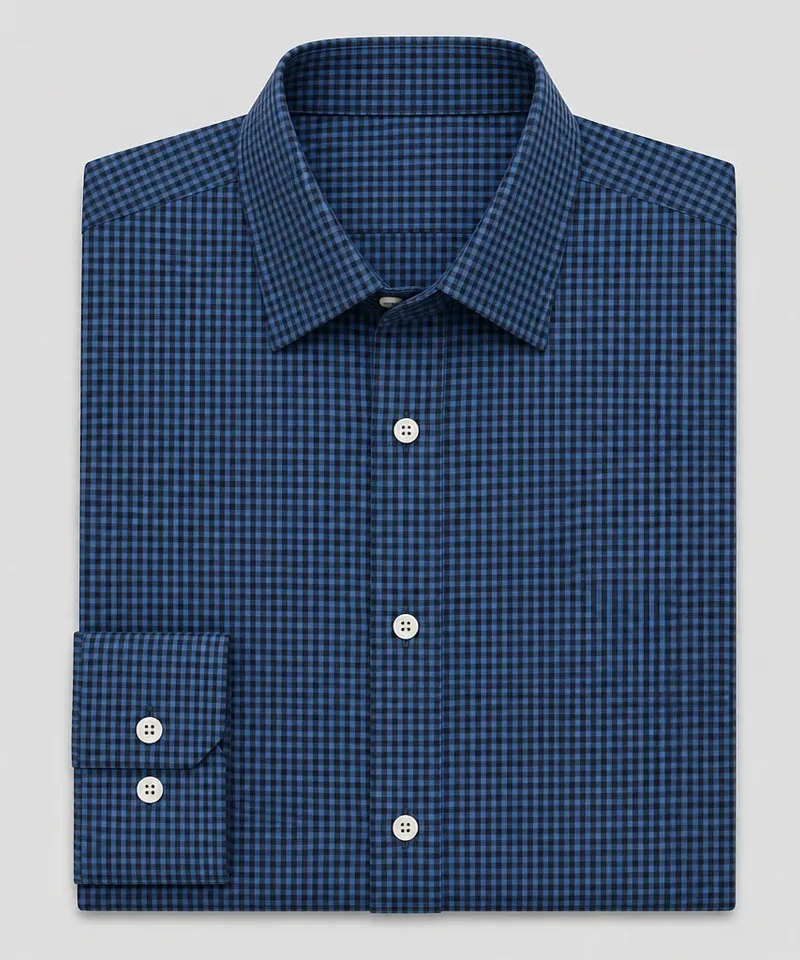 Camisa de microcuadros azul marino y azul real Venecia — Camisas