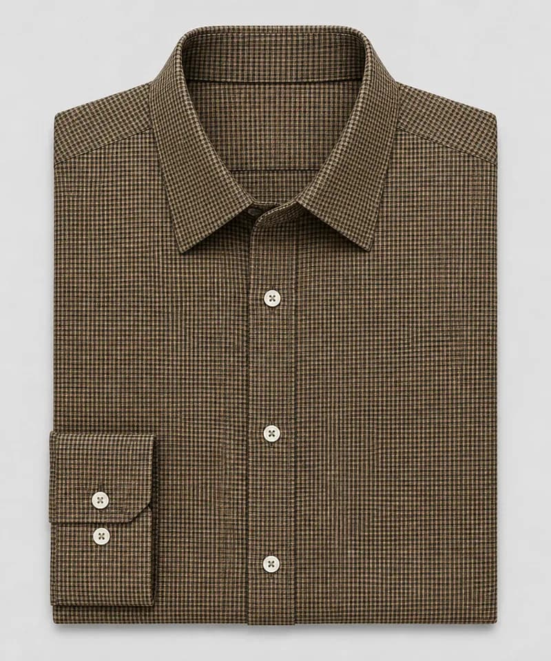Camisa de microcuadros marrón Mónaco — Camisas