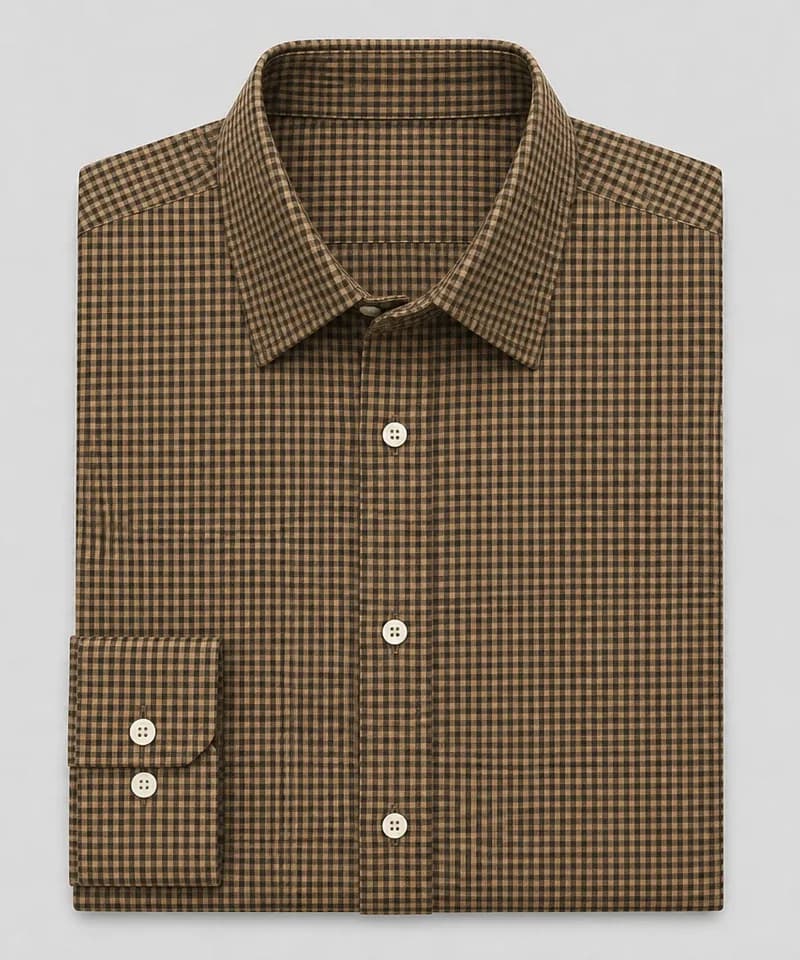 Camisa de microcuadros café y negro Mónaco — Camisas