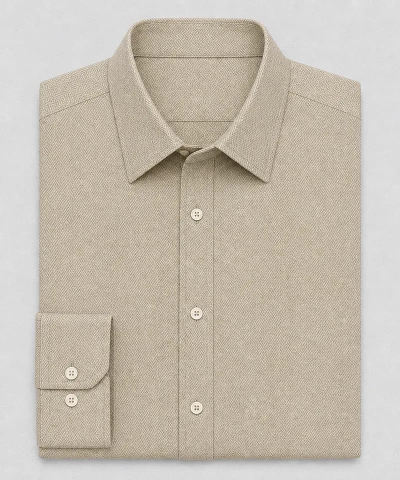 Camisa lisa beige con textura de espiga — Camisas