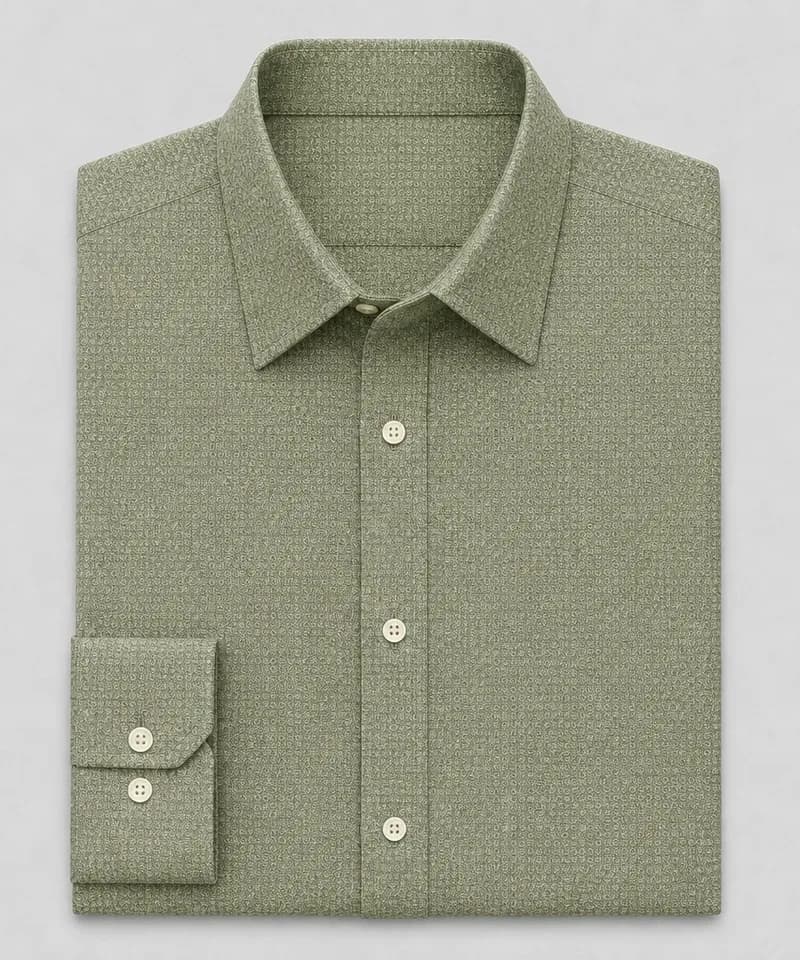Camisa verde oliva con microestampado — Camisas