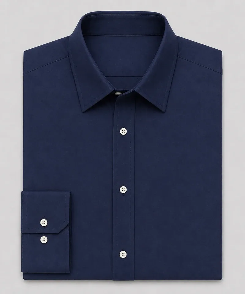 Camisa lisa azul marino con mangas — Camisas