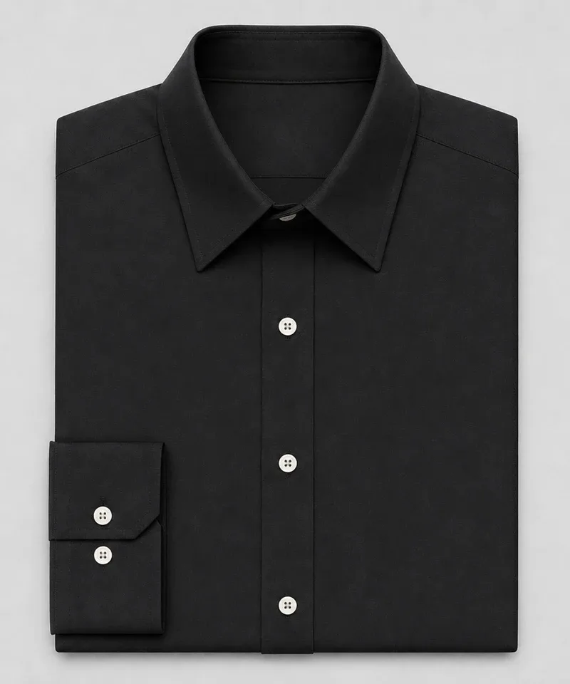 Camisa lisa negra con mangas — Camisas