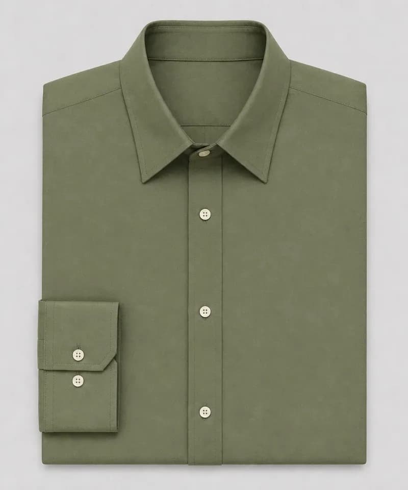 Camisa lisa verde oliva con mangas — Camisas