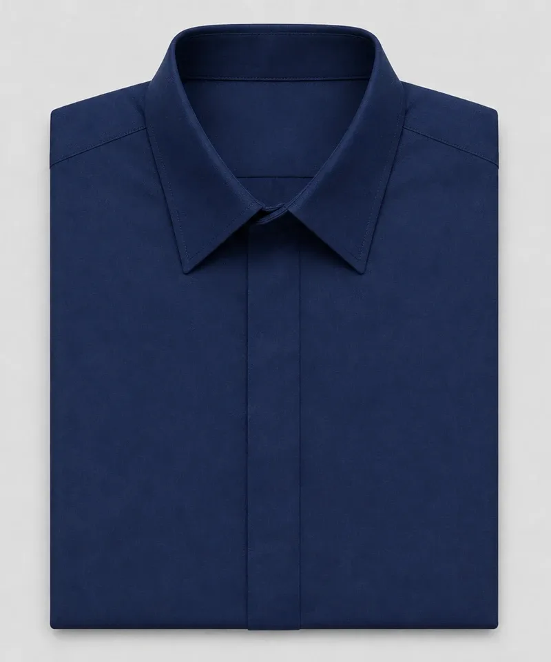 Camisa lisa sin botones azul marino — Camisas