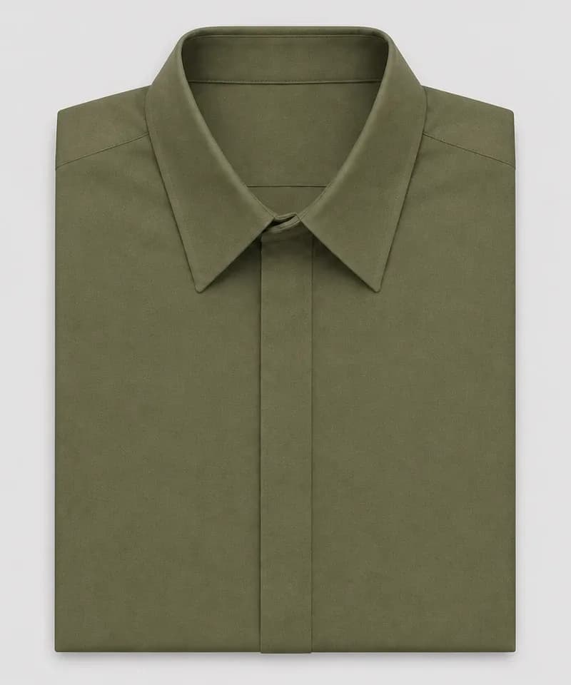 Camisa lisa sin botones verde oliva — Camisas