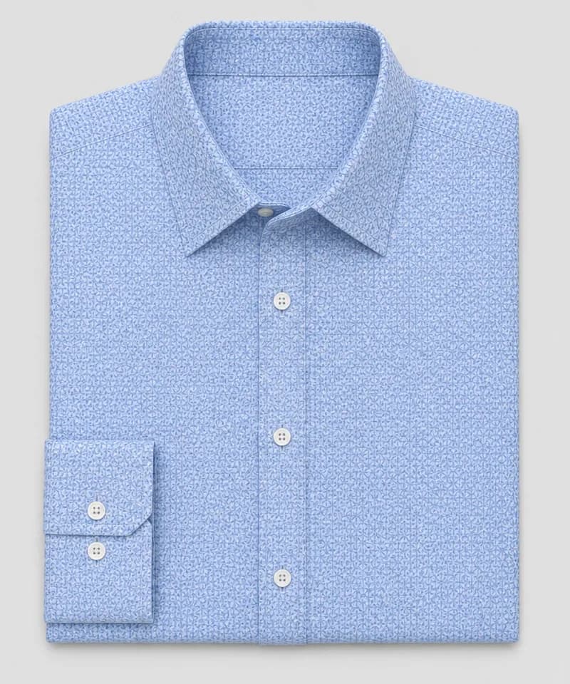 Camisa celeste con microestampado Venecia (clásica) — Camisas