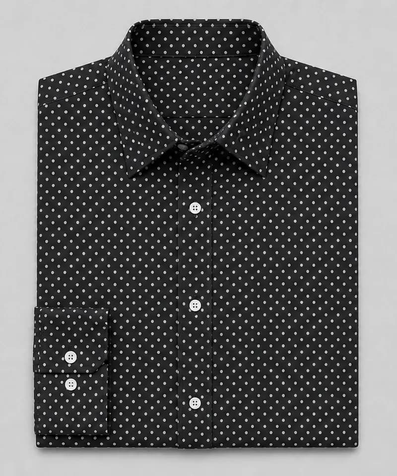 Camisa negra con lunares blancos Venecia (variante 02) — Camisas