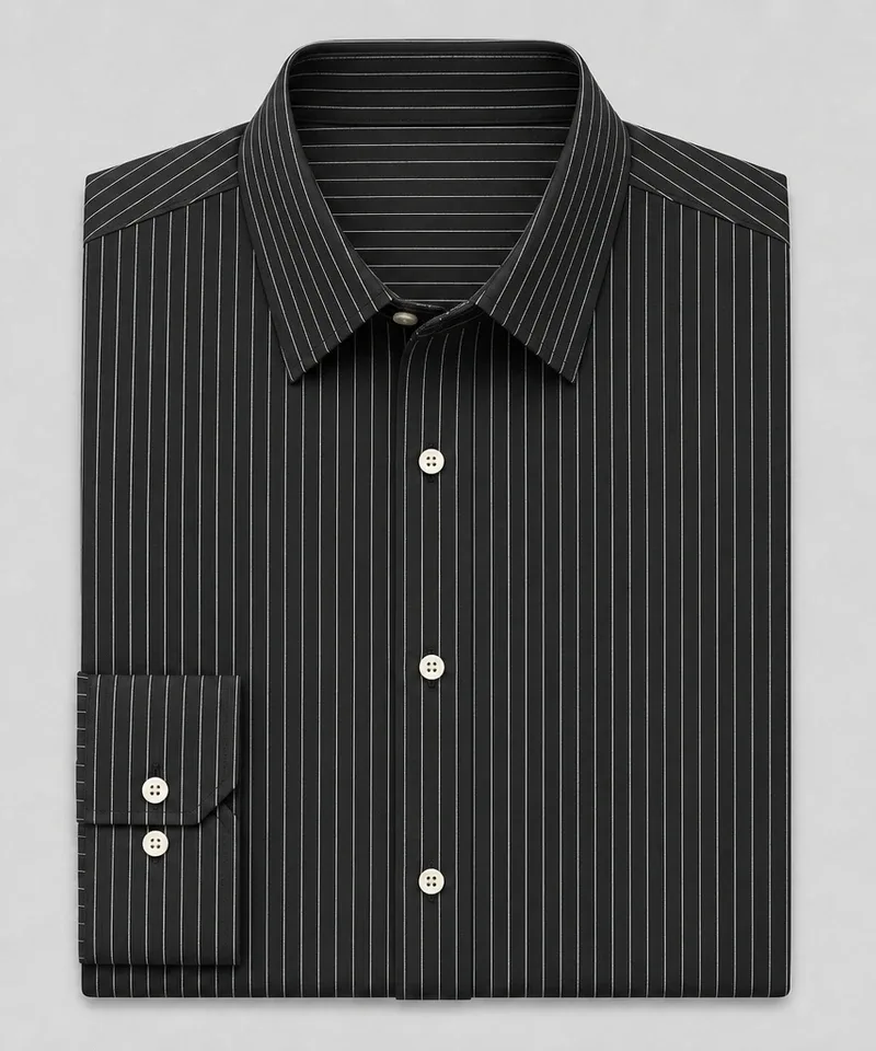 Camisa negra con rayas finas blancas Buckingham — Camisas