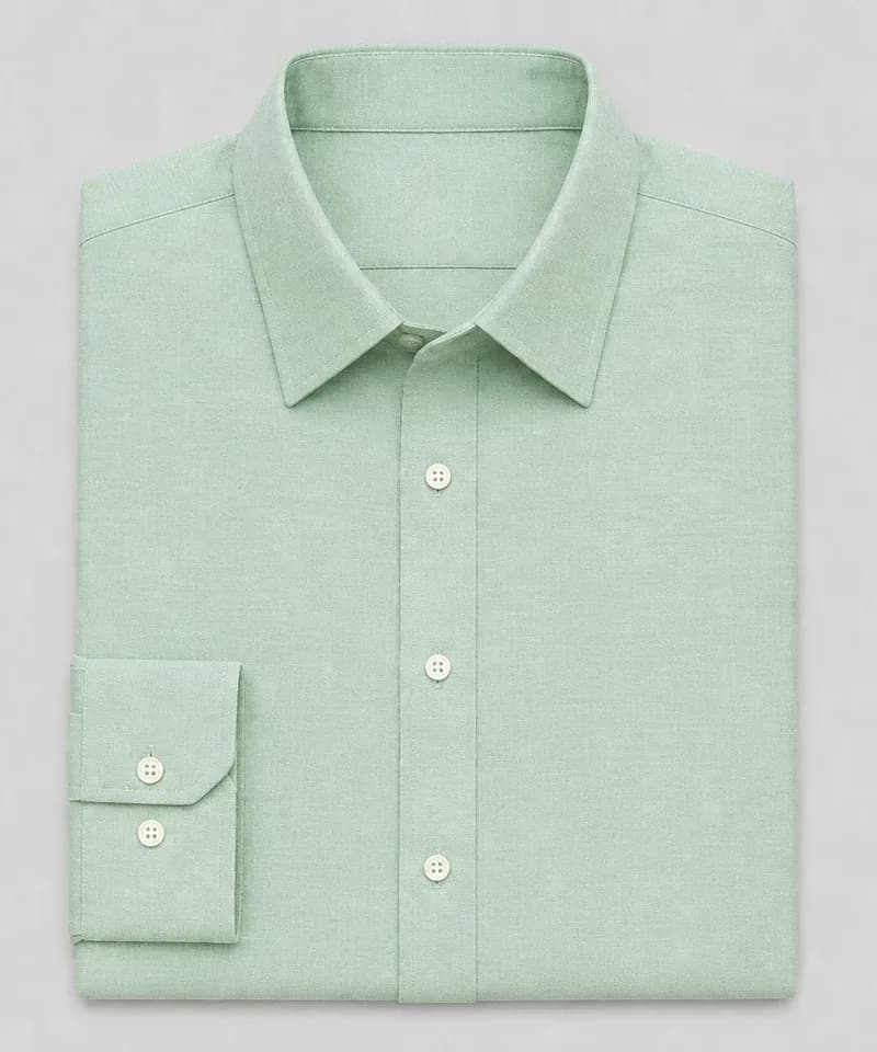 Camisa lisa verde menta con puños dobles — Camisas