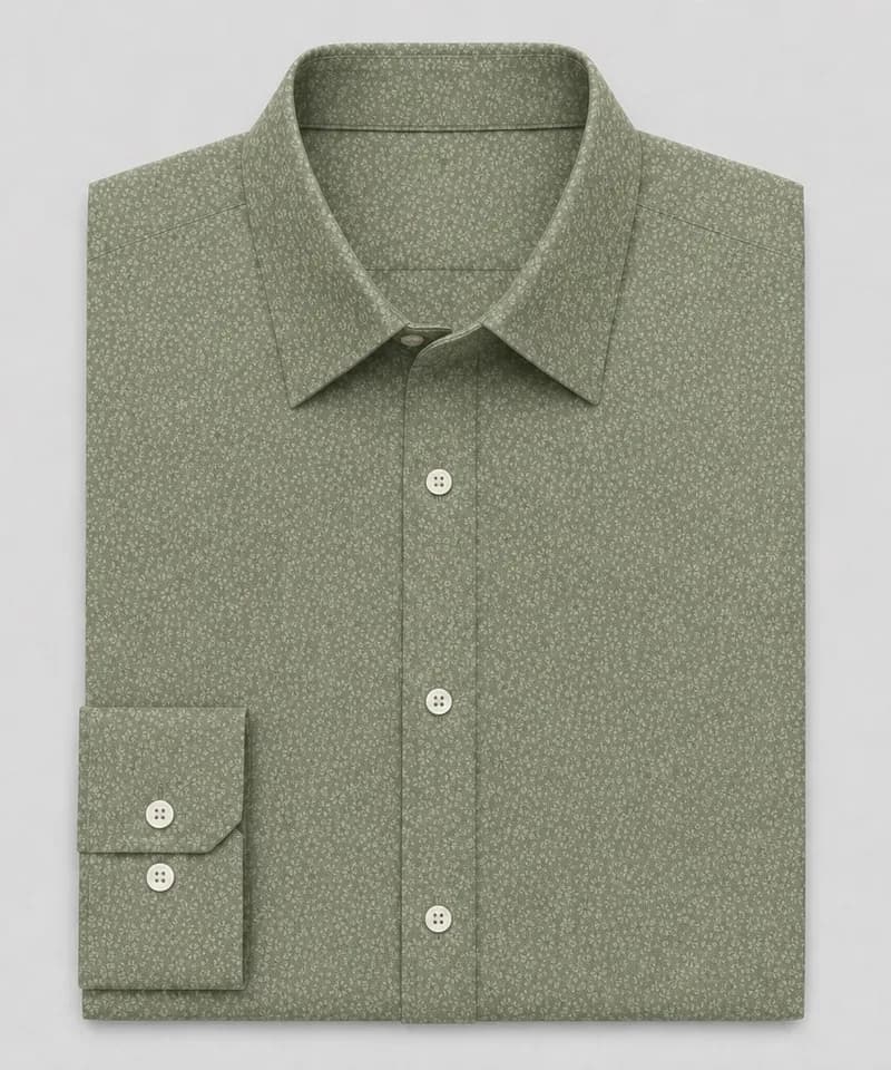 Camisa verde oliva con microestampado Porthos — Camisas