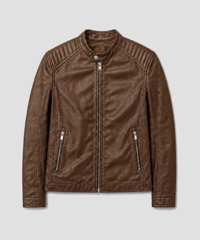 Campera biker marrón tabaco — Camperas