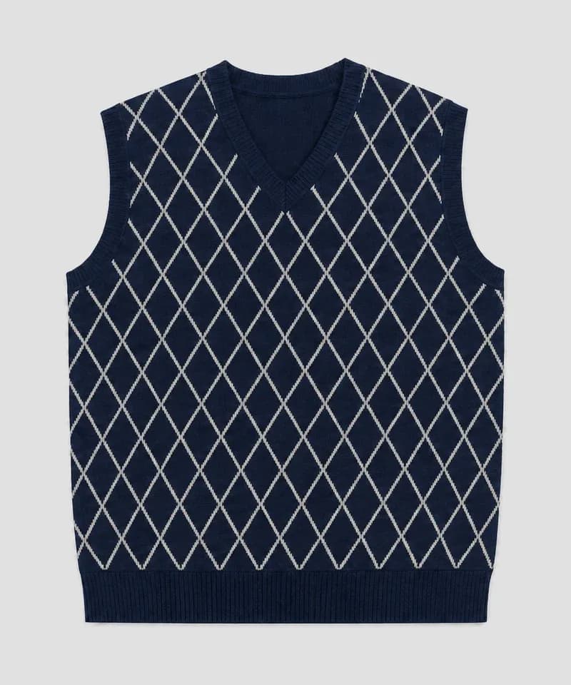 Chaleco argyle azul marino y gris — Sweaters