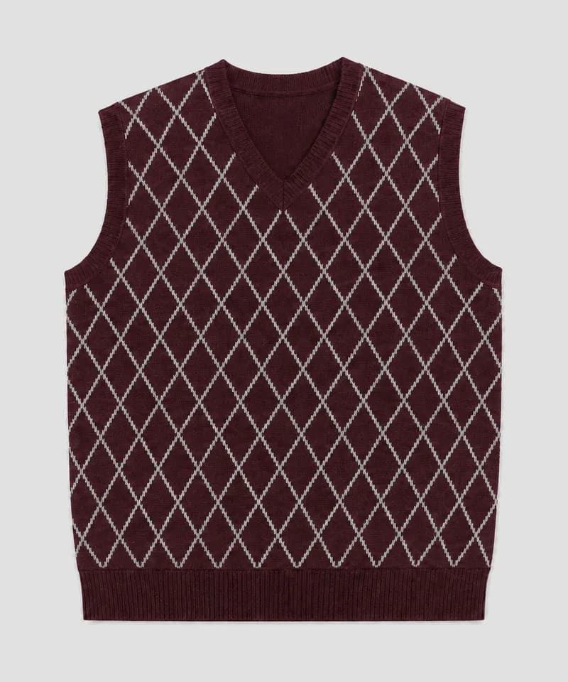Chaleco argyle bordó y gris — Sweaters