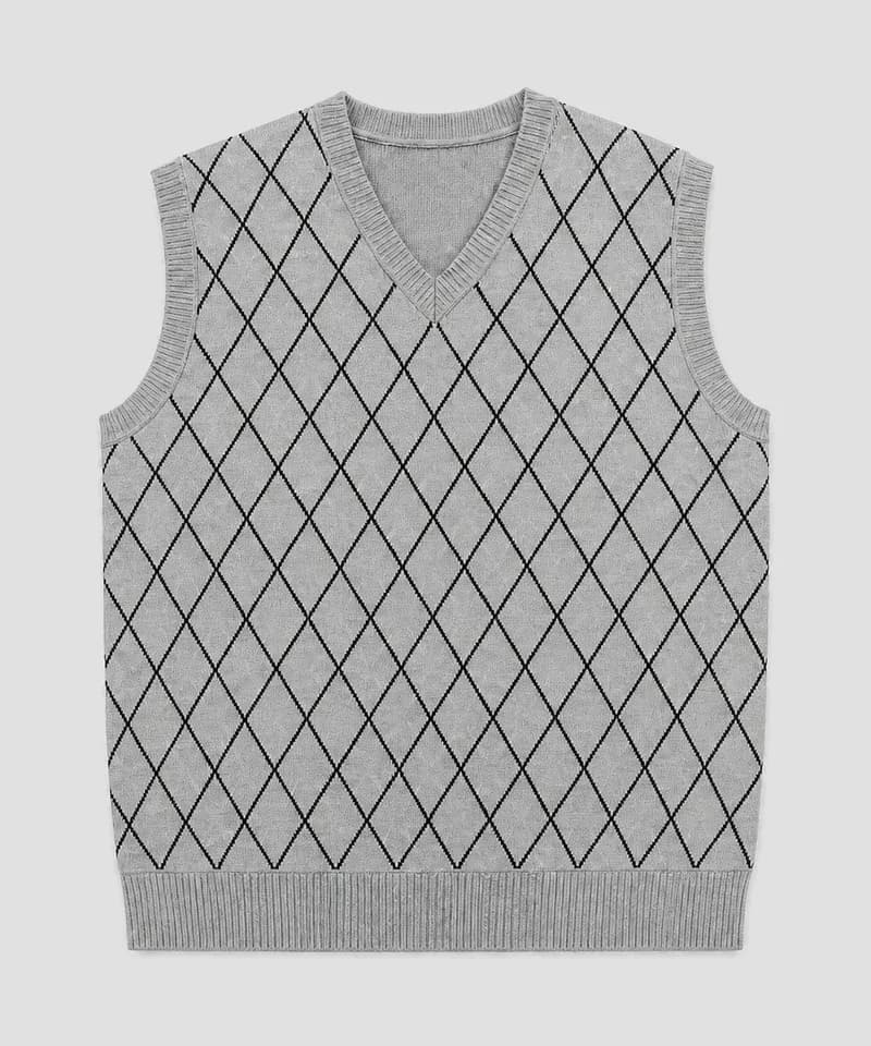 Chaleco argyle gris y negro — Sweaters
