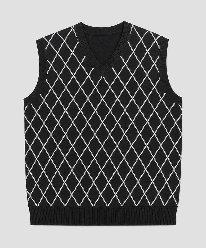 Chaleco argyle negro y blanco — Sweaters