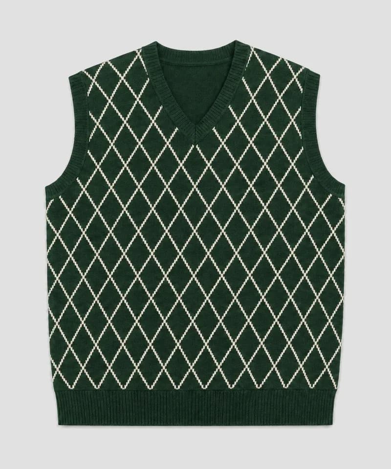 Chaleco argyle verde bosque y crema — Sweaters