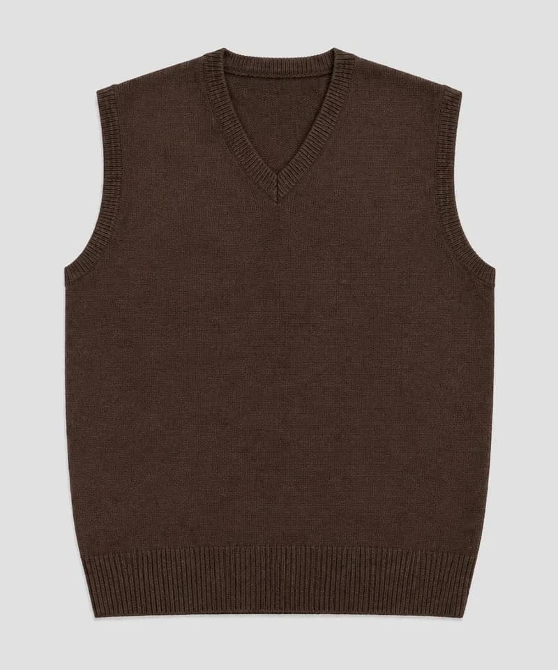 Chaleco escote V chocolate — Sweaters