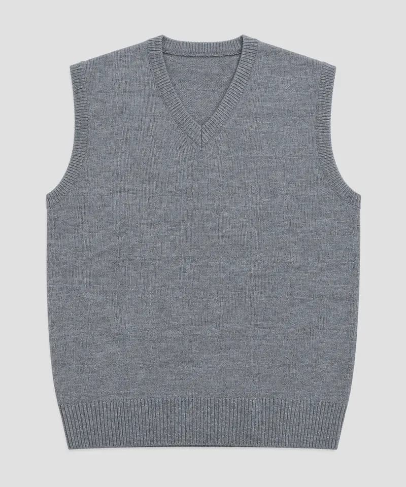 Chaleco escote V gris marengo — Sweaters