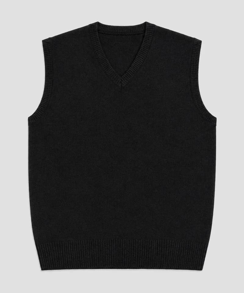 Chaleco escote V negro — Sweaters