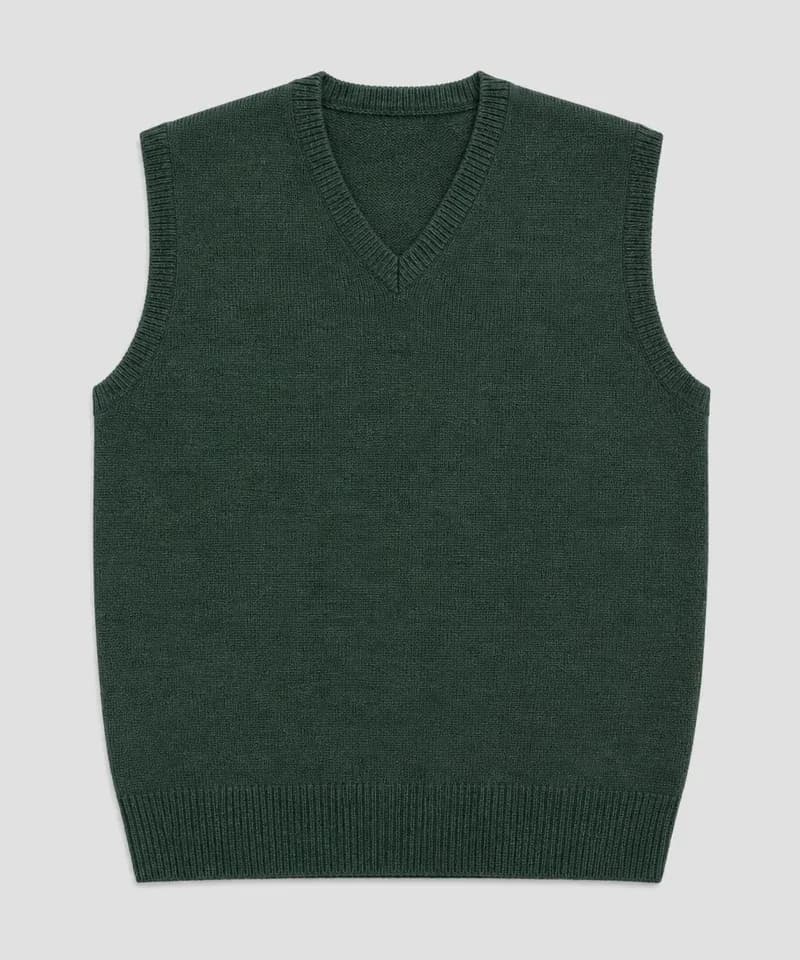 Chaleco escote V verde bosque — Sweaters