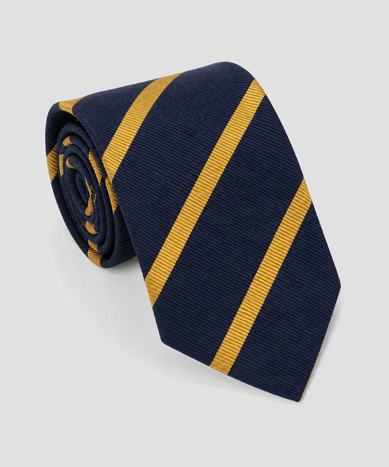 Corbata azul marino con rayas doradas — Corbatas