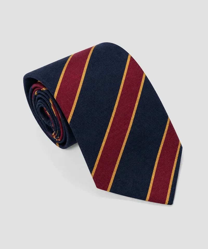 Corbata regimental azul marino y bordó — Corbatas