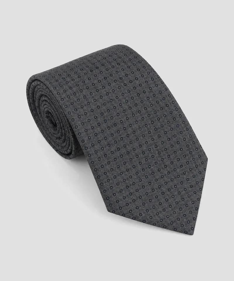 Corbata gris marengo con microdiseño de círculos — Corbatas