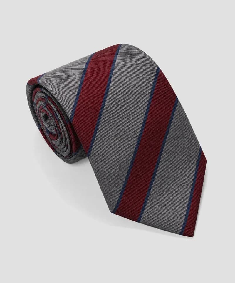 Corbata regimental gris y bordó — Corbatas