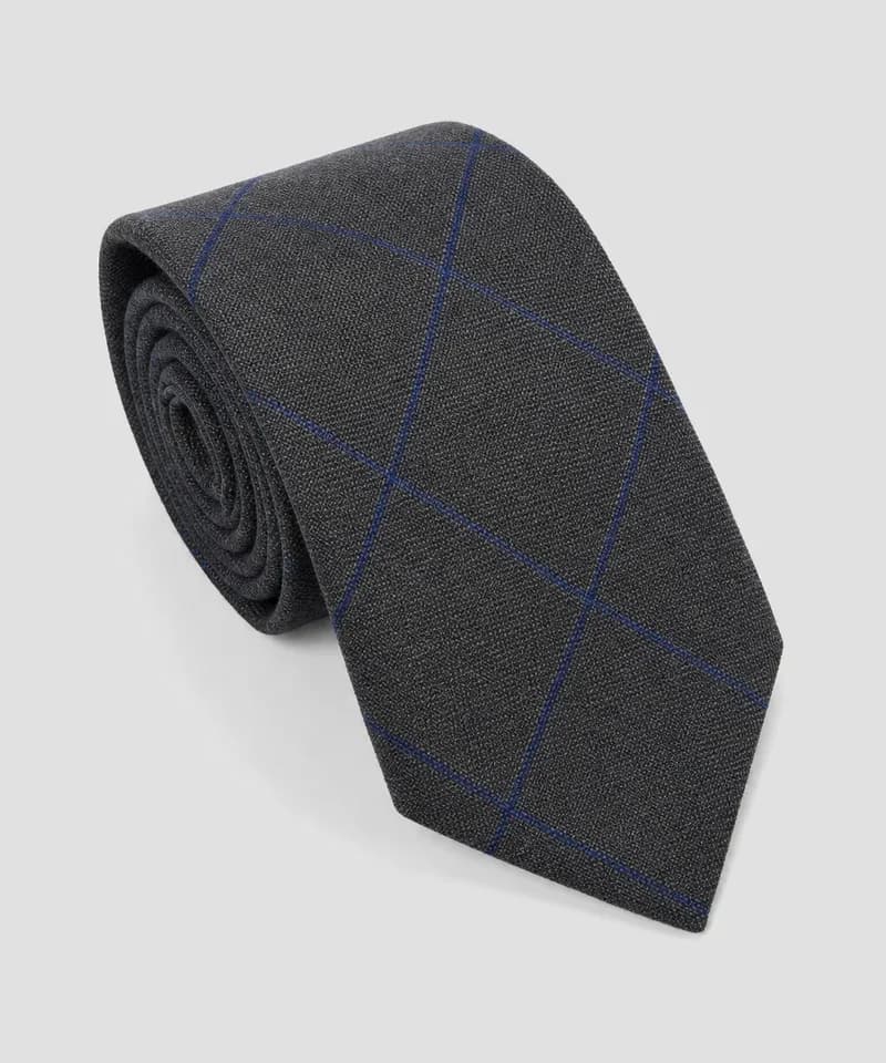 Corbata gris marengo con cuadrícula azul — Corbatas