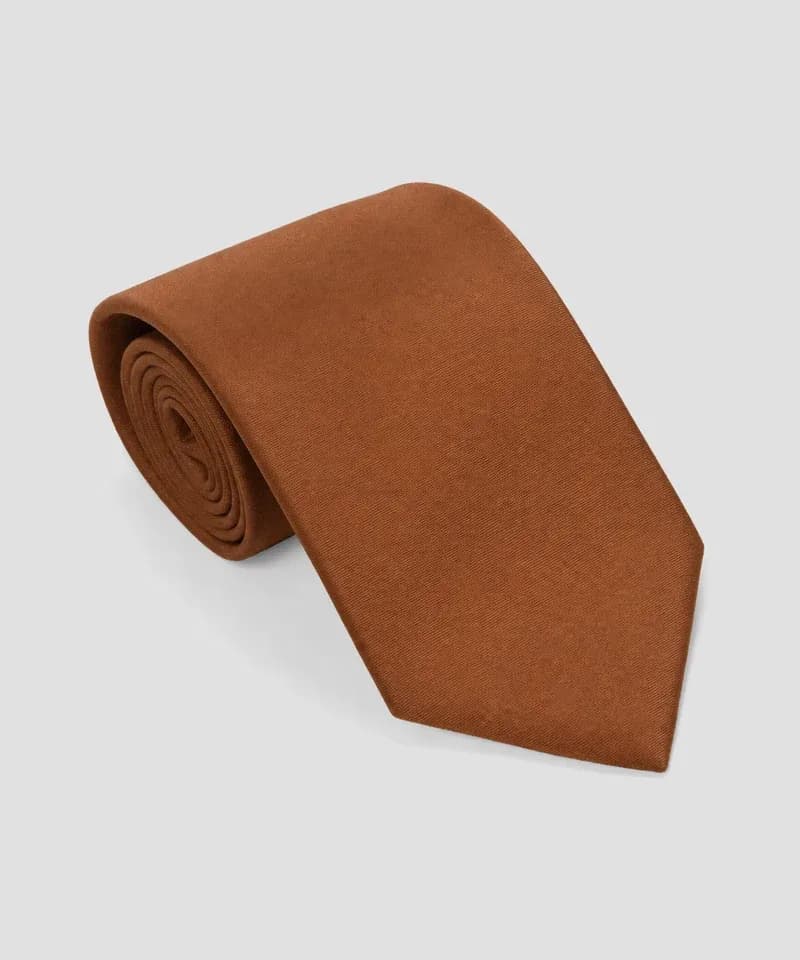 Corbata cognac lisa de sarga — Corbatas