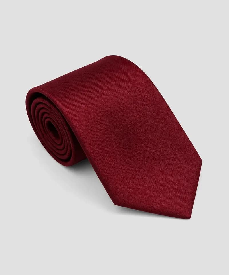 Corbata granate lisa de sarga — Corbatas