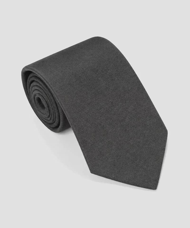 Corbata gris marengo lisa de sarga — Corbatas