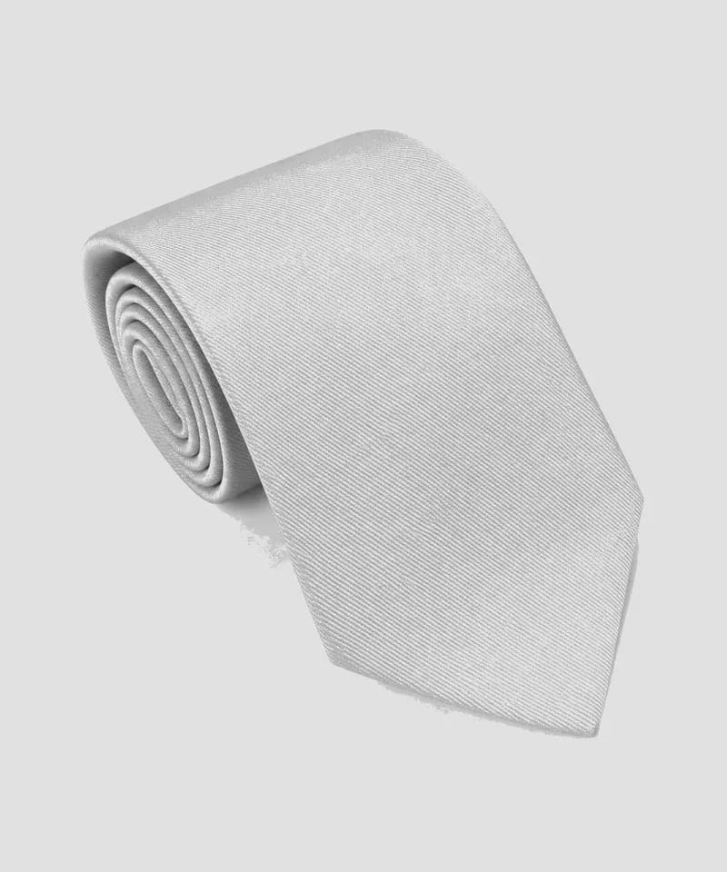 Corbata gris perla de sarga — Corbatas