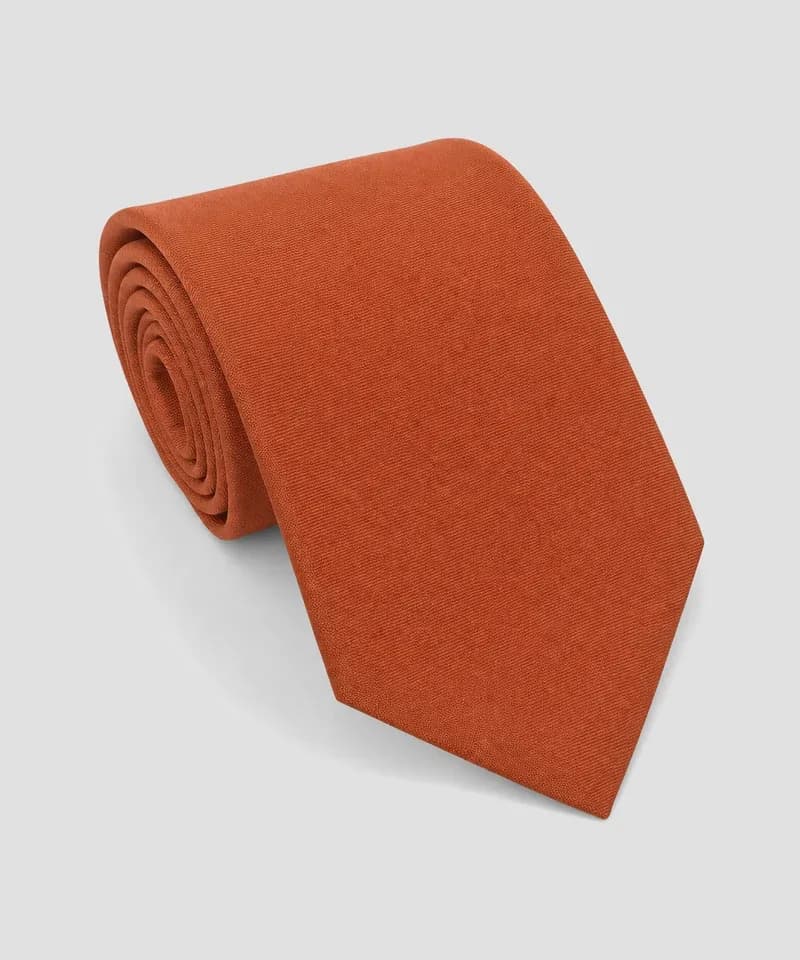 Corbata terracota lisa de sarga — Corbatas