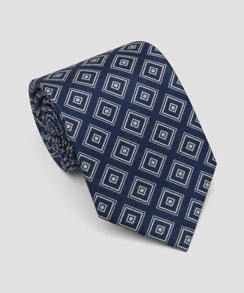 Corbata azul marino con cuadros concéntricos — Corbatas