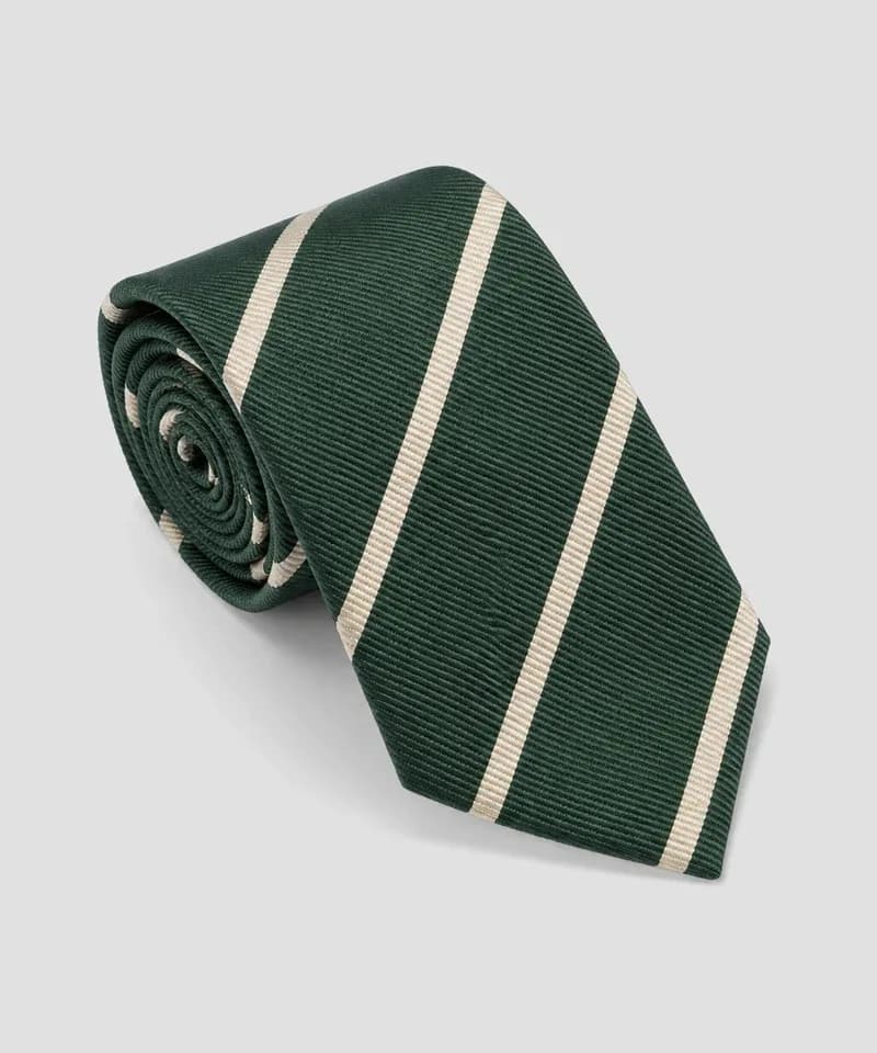 Corbata verde inglés con rayas repp crudo — Corbatas